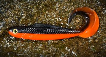 Redbass gumová nástraha twister kixter black/signal orange uv color - l 100 mm