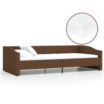 Shumee, váľanda s matracom a USB, hnedá, textil, 90 × 200 cm, 3080409