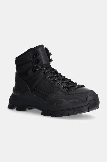 Členkové topánky Tommy Jeans TJW FEMININE HYBRID BOOT čierna farba, na plochom podpätku, EN0EN02553