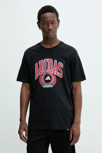 Bavlnené tričko adidas VSTY CREST pánske, čierna farba, s potlačou, JV8443