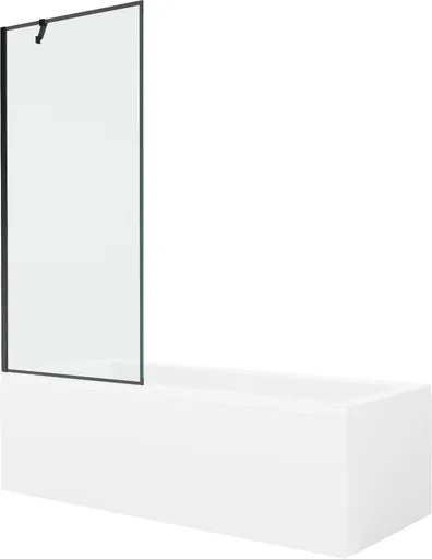 MEXEN/S - Cubik obdĺžniková vaňa 170 x 70 cm s panelom + vaňová zástena 80, čierna vzor 550317070X9508007070