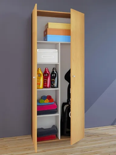 VCM Úklidová skříňka Vandol ll s dvířky, buk