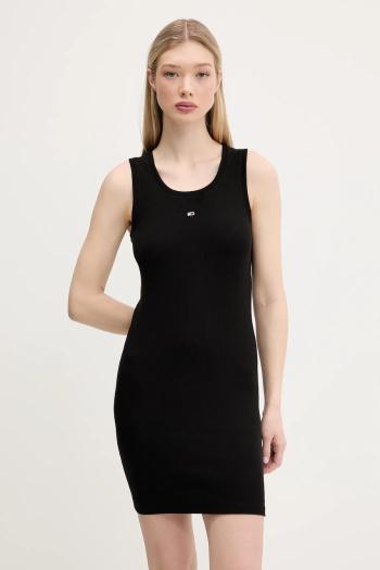 Šaty Tommy Jeans čierna farba, mini, priliehavé, DW0DW20674