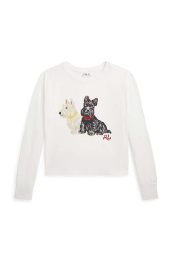 Detská bavlnená košeľa s dlhým rukávom Polo Ralph Lauren biela farba, 313951031001