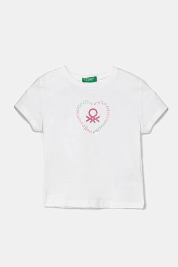 Detské bavlnené tričko United Colors of Benetton biela farba, 3I1XG10HU
