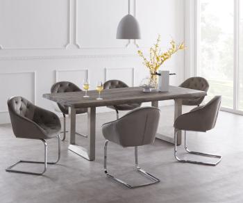 Jedálenský stôl Edge 220x100cm XL Acacia platinum nerezová oceľ široký