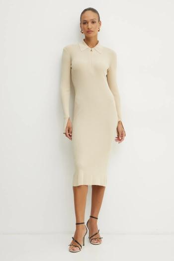 Šaty Patrizia Pepe béžová farba, midi, priliehavé, 8A1491 K078