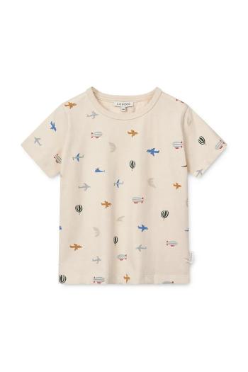 Detské bavlnené tričko Liewood Apia Printed Shortsleeve T-shirt béžová farba, vzorované, LW19845