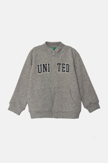 Detská bavlnená mikina United Colors of Benetton šedá farba, vzorovaná, 3J70G5033