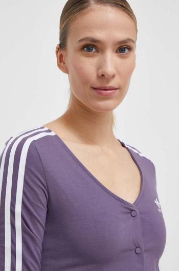 Tričko s dlhým rukávom adidas Originals dámsky, fialová farba