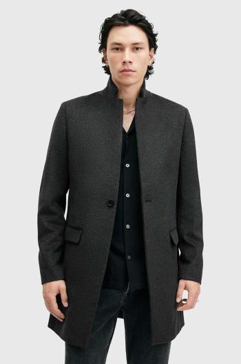 Kabát s prímesou vlny AllSaints HARGROVE COAT zelená farba, prechodný, M038OB