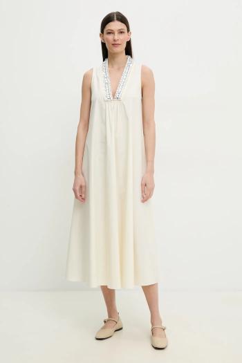 Šaty ISABELLE BLANCHE béžová farba, midi, áčkový strih, IS25SS-A056-T012