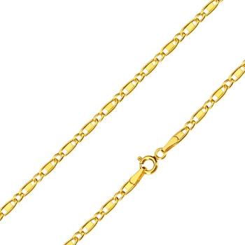 Zlatá 14K retiazka - oválne očká, podlhovasté očká s obdĺžnikom, 550 mm