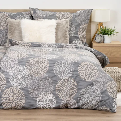 4Home Bavlnené obliečky Grey Petals, 140 x 220 cm, 70 x 90 cm