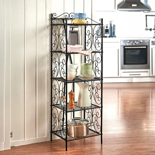 Kovový regál s 5 policemi, černý