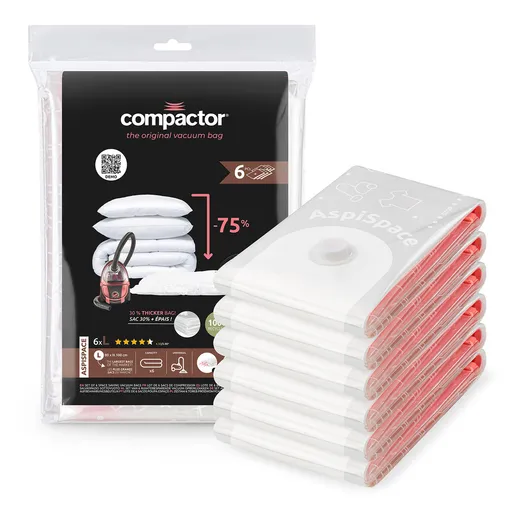 Compactor Súprava vákuových úložných vriec Aspispace L 120 l, 80 x 100 cm, 6 ks