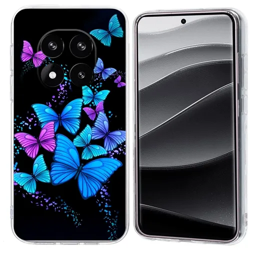 ART TPU Ochranný kryt pre Xiaomi Redmi Note 14 Pro 5G PURPLE BUTTERFLIES