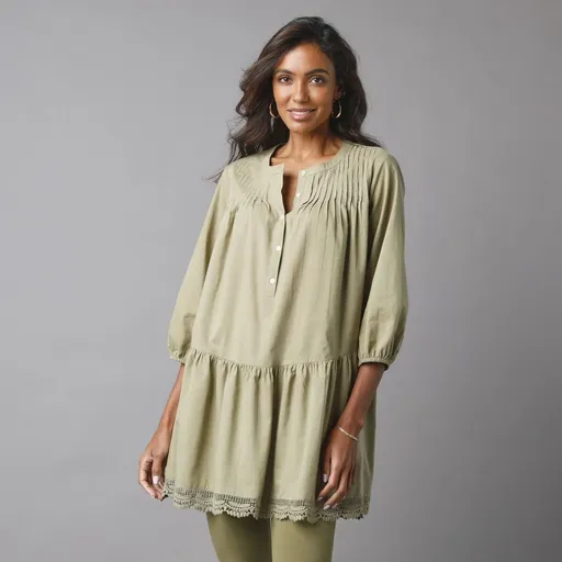 Tunika s macramé a 3/4 rukávmi