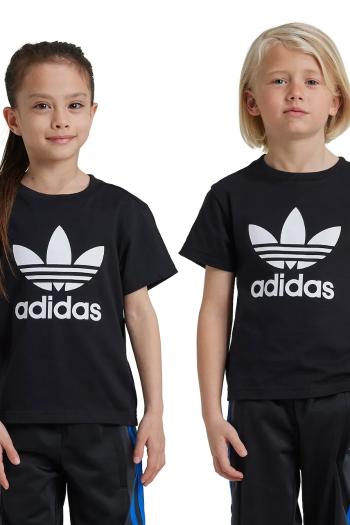 Detské bavlnené tričko adidas Originals TREFOIL TEE čierna farba, s potlačou, IY2385