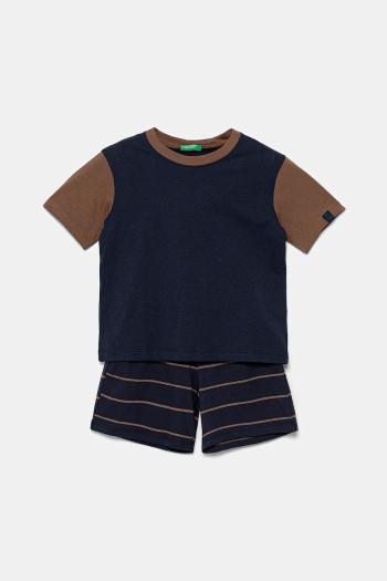 Detské bavlnené pyžamo United Colors of Benetton 2-pak tmavomodrá farba, vzorovaná, 30960P08R