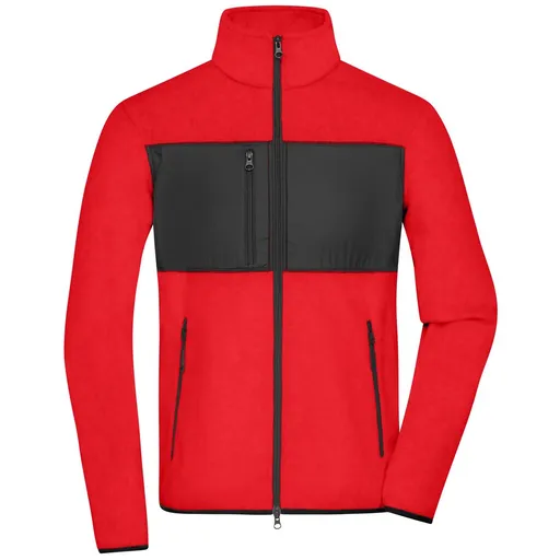 James & Nicholson (Daiber) Pánska fleecová mikina JN1312 - Červená / čierna | 2XL