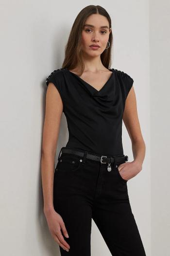 Blúzka Lauren Ralph Lauren dámska, tmavomodrá farba, jednofarebná, 200889317