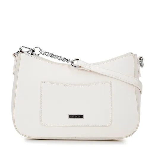 Dámska malá ramenná kabelka z ekokože bielo-strieborná 100-4Y-007-0S