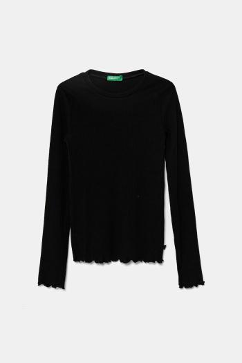 Detské tričko s dlhým rukávom United Colors of Benetton čierna farba, 3F1AC10N1