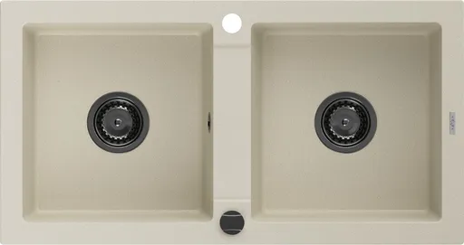 MEXEN/S MEXEN/S - Mario granitový drez 2-bowl 820 x 436 mm, béžová, + čierny sifón 6504822000-69-B