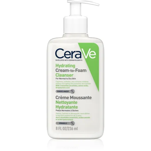 CeraVe Cleansers Hydrating Cream-to-Foam Cleanser čistiaci penivý krém pre normálnu až suchú pleť 236 ml
