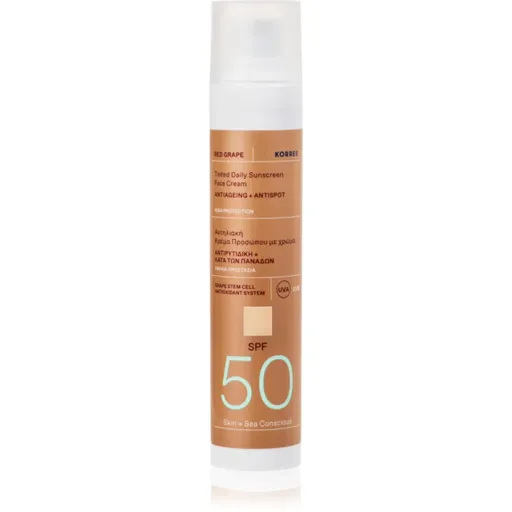 Korres Red Grape Tinted Daily Sunscreen tónovací opaľovací krém pre zjednotenie farebného tónu pleti SPF 50 50 ml