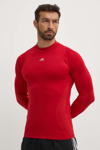 Tréningové tričko s dlhým rukávom adidas Performance Techfit COLD.RDY červená farba, jednofarebný, HP0572