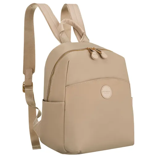 Malý béžový dámsky batoh z nylonu a ekokože – Peterson