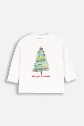Detské tričko s dlhým rukávom Coccodrillo béžová farba, MERRY XMAS