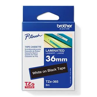 Brother originál páska do tlačiarne štítkov, Brother, TZE-365, biely tisk/černý podklad, laminovaná, 8m, 36mm