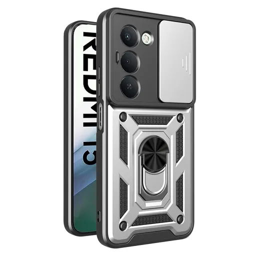 RING CAMERA Kryt s držiakom pre Xiaomi Redmi 15 / Redmi 15 5G strieborný