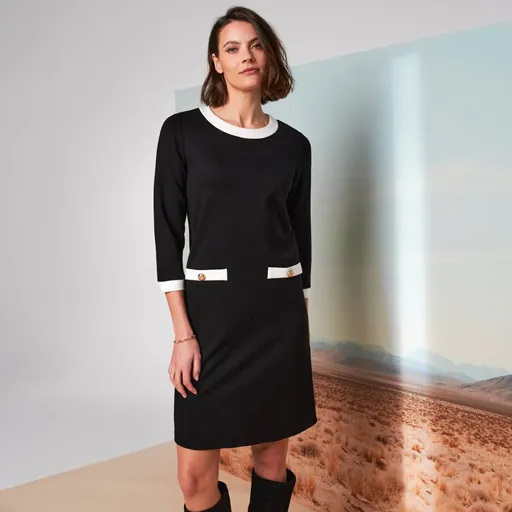 Krátke šaty z úpletu Milano s kontrastnými lemami