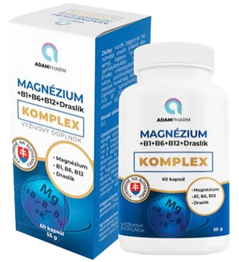 ADAMpharm Magnézium+B1+B6+B12+Draslík Komplex 60 kapsúl