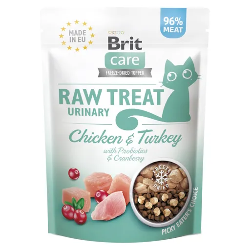 BRIT Raw Treat Cat Urinary Chicken & Turkey maškrty pre mačky 40 g