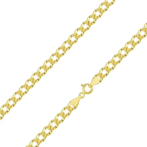 Retiazka v žltom 14K zlate - široké očká zdobené malými jamkami, 500 mm