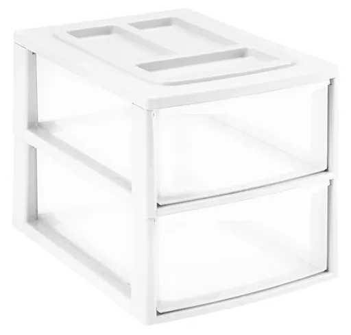 Plastový regál 2 zásuvky HEIDRUN 38x27x26cm MIX farieb