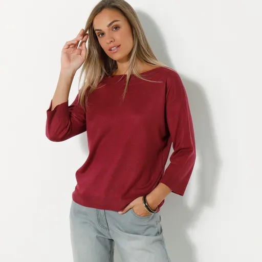 Pulóver s lodičkovým výstrihom a 7/8 rukávmi