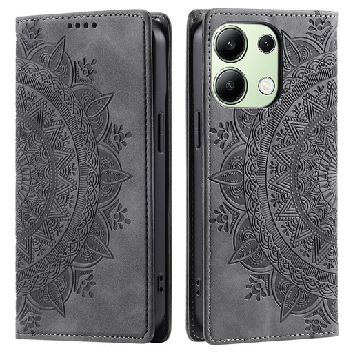 ART MANDALA Peňaženkový obal pre Xiaomi Redmi Note 13 šedý