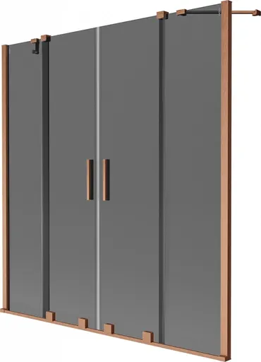 MEXEN/S - Velar Duo dvojkrídlová posuvná vaňová zástena 150 x 150, grafit, meď kartáčovaná 896-150-000-42-65