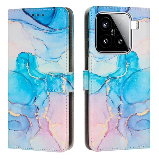 ART MARBLE Peňaženkový kryt pre Xiaomi 15 BLUE PINK