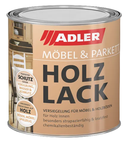 ADLER HOLZLACK - Univerzálny vodou riediteľný lak na nábytok a drevené parkety lesklý 0,375 L