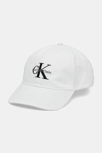 Bavlnená šiltovka Calvin Klein Jeans biela farba, s nášivkou, LV04G5004G