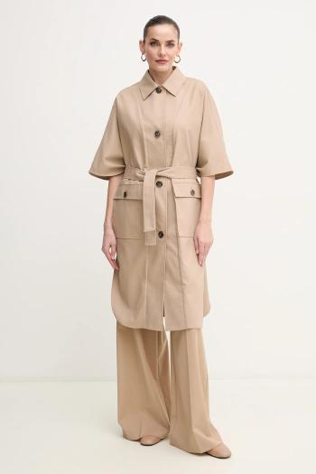Bavlnený kabát Marciano Guess CINDY dámsky, béžová farba, prechodný, 5GGL02 7293A