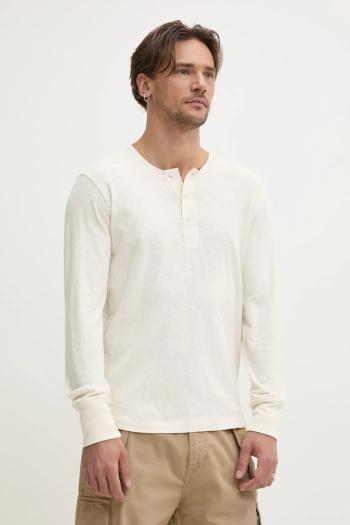 Bavlnené tričko s dlhým rukávom Superdry béžová farba, jednofarebné, M6010880A-C1T