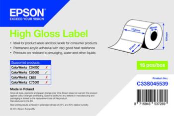 Epson C33S045539 High Gloss, pre ColorWorks, 102x51mm, 610ks, biele samolepiace etikety